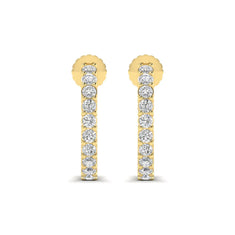 Round Prong Set Lab Grown Diamond Half Hoop Earrings - alternate view