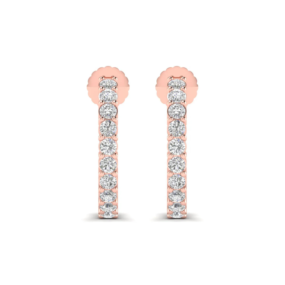 OctaPearl Round Prong Set Lab Grown Diamond Half Hoop Earrings