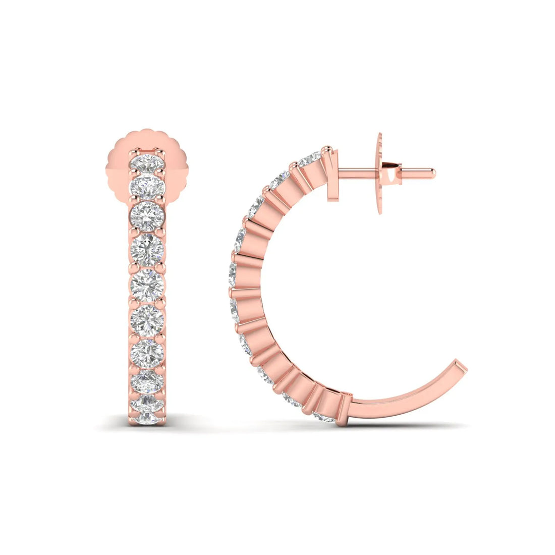 OctaPearl Round Prong Set Lab Grown Diamond Half Hoop Earrings