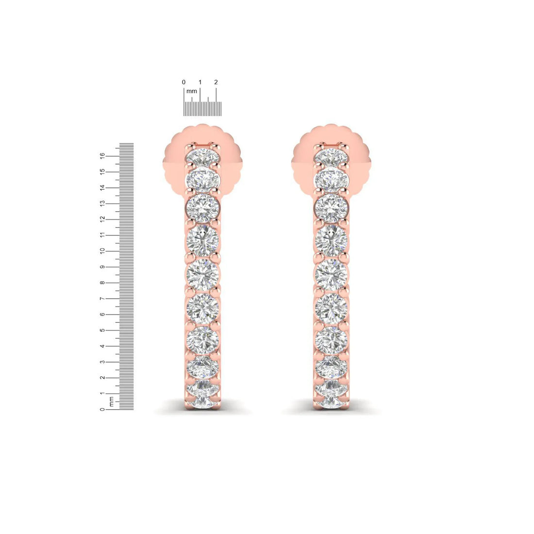 OctaPearl Round Prong Set Lab Grown Diamond Half Hoop Earrings