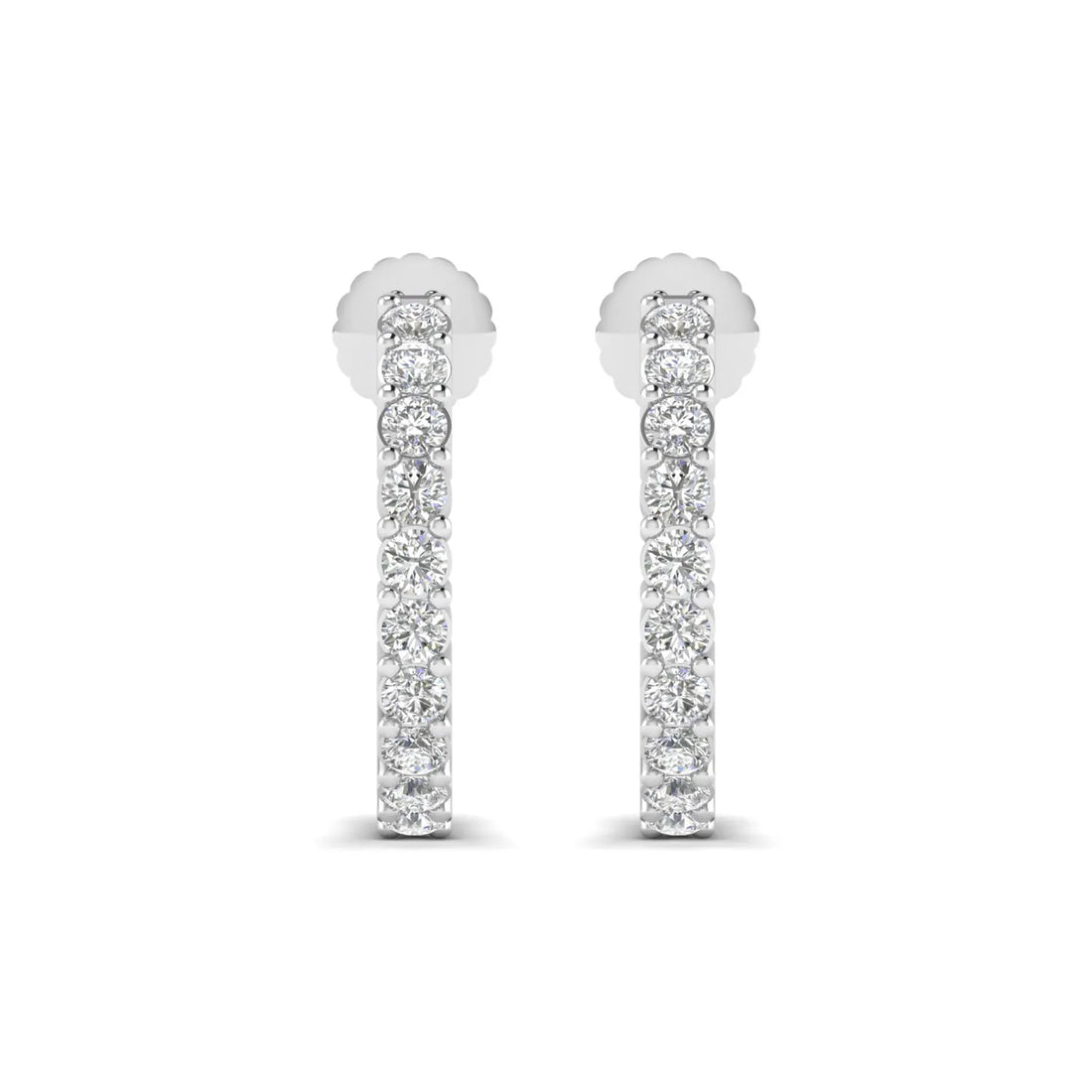OctaPearl Round Prong Set Lab Grown Diamond Half Hoop Earrings