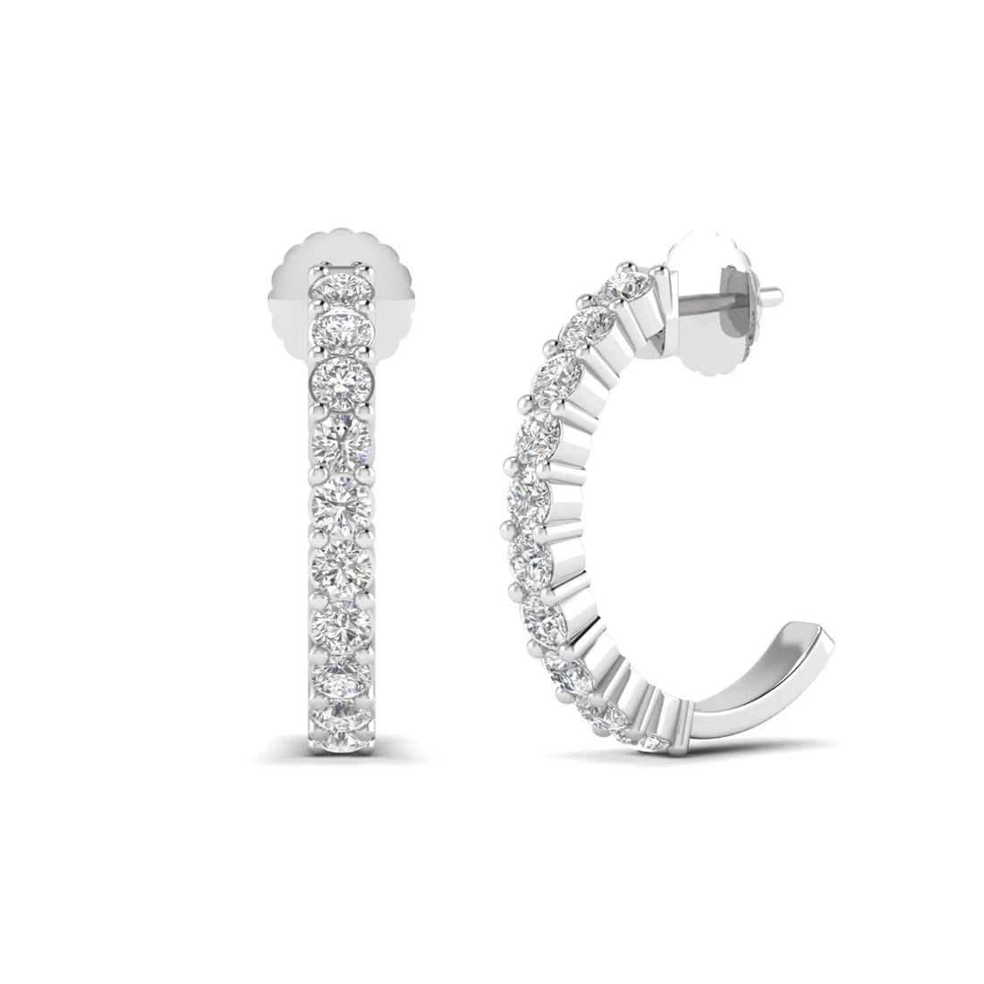 OctaPearl Round Prong Set Lab Grown Diamond Half Hoop Earrings