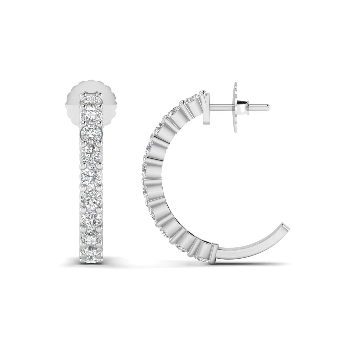 OctaPearl Round Prong Set Lab Grown Diamond Half Hoop Earrings