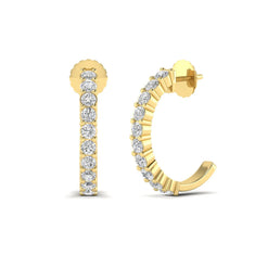 OctaPearl Round Prong Set Lab Grown Diamond Half Hoop Earrings