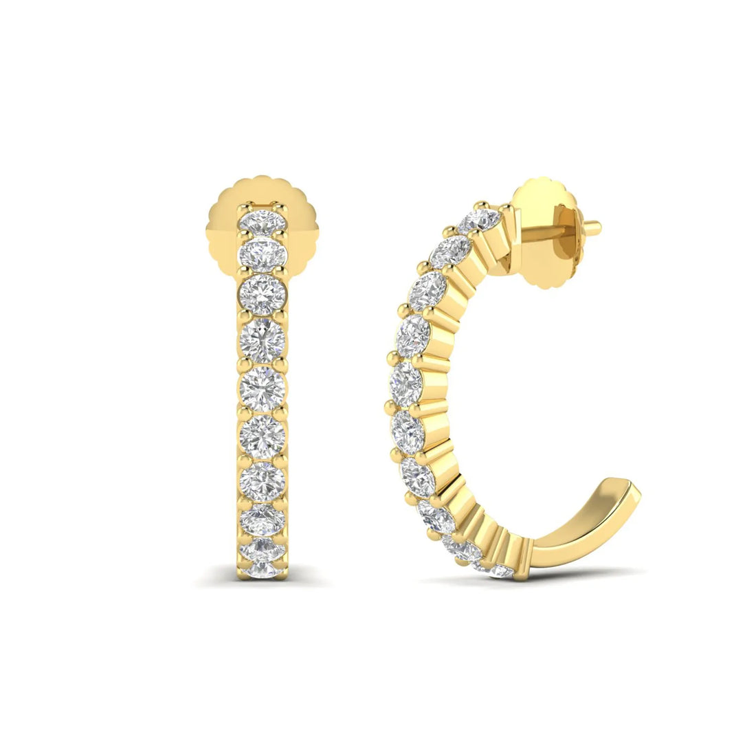 OctaPearl Round Prong Set Lab Grown Diamond Half Hoop Earrings