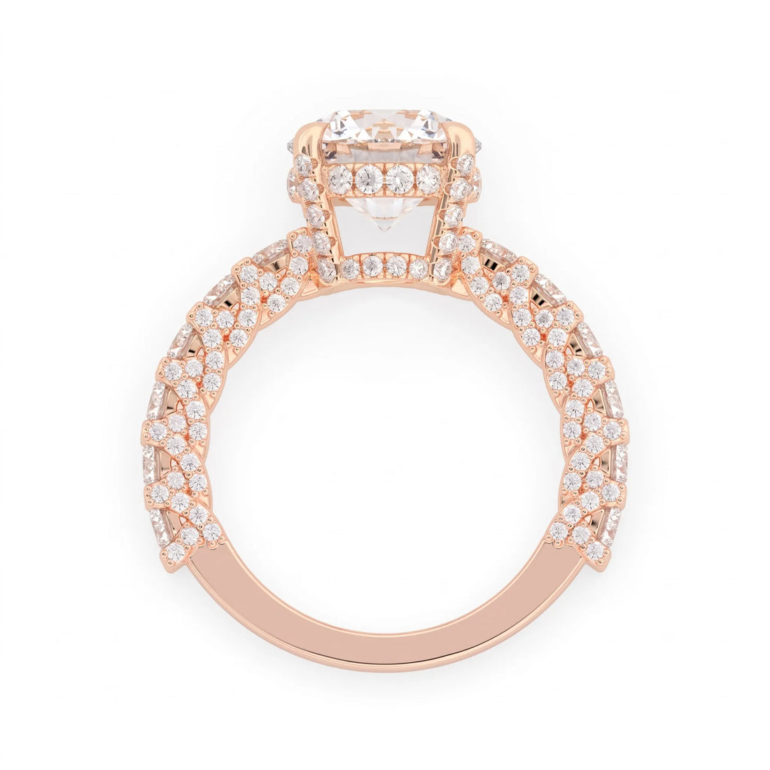 OctaPearl 3.5 ct Round Hidden Halo Lab Grown Diamond Pave Engagement Ring