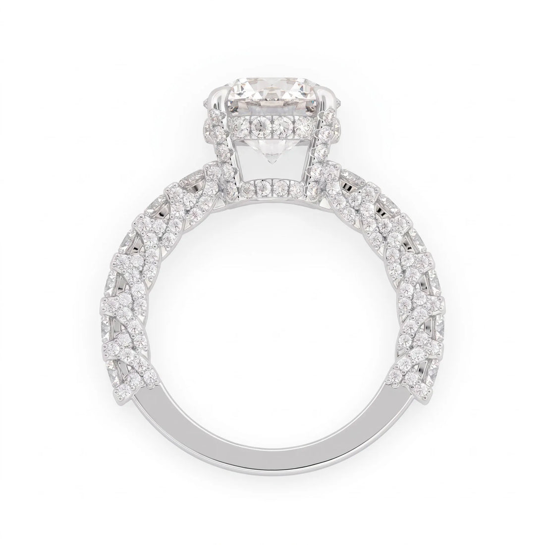 OctaPearl 3.5 ct Round Hidden Halo Lab Grown Diamond Pave Engagement Ring