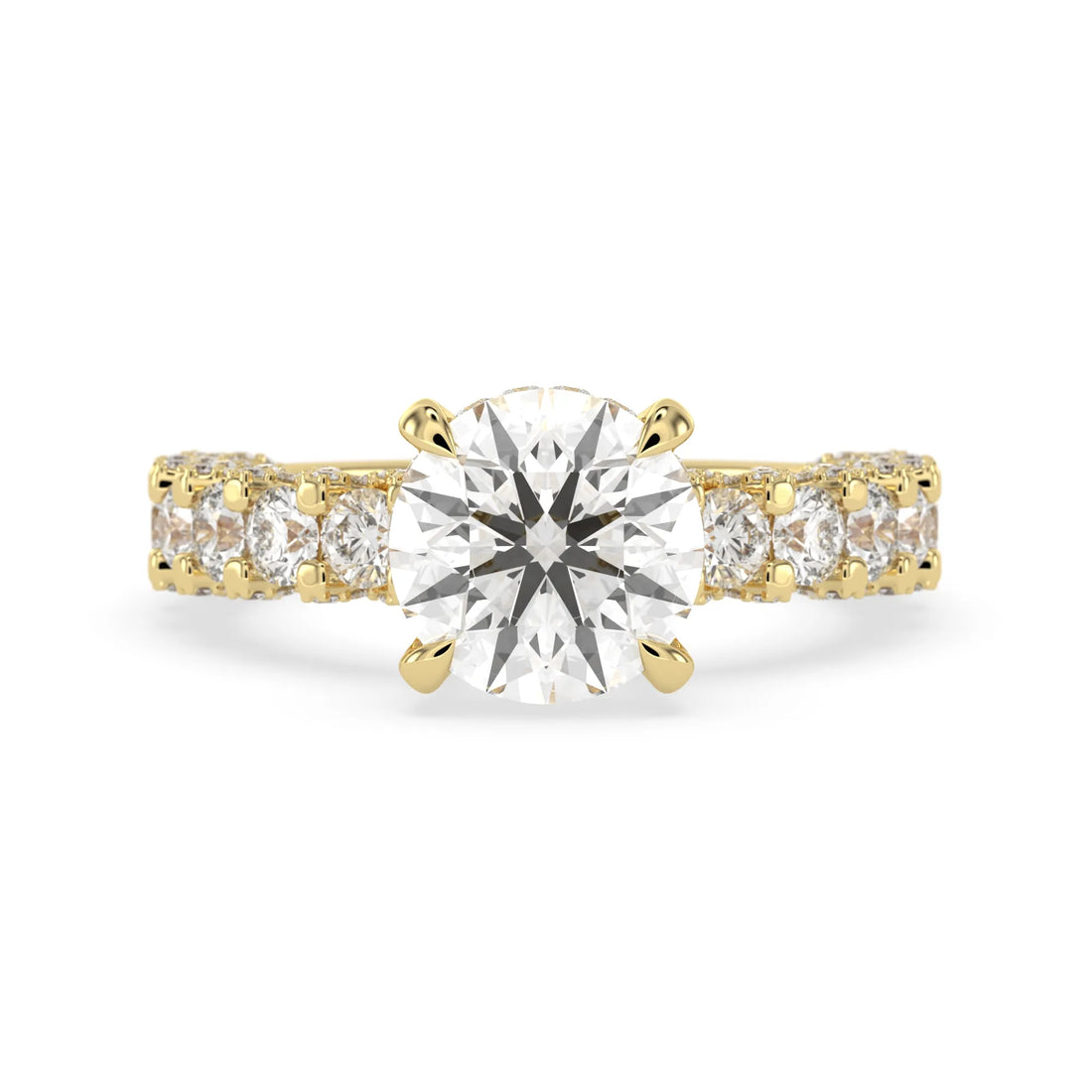 OctaPearl 3.5 ct Round Hidden Halo Lab Grown Diamond Pave Engagement Ring