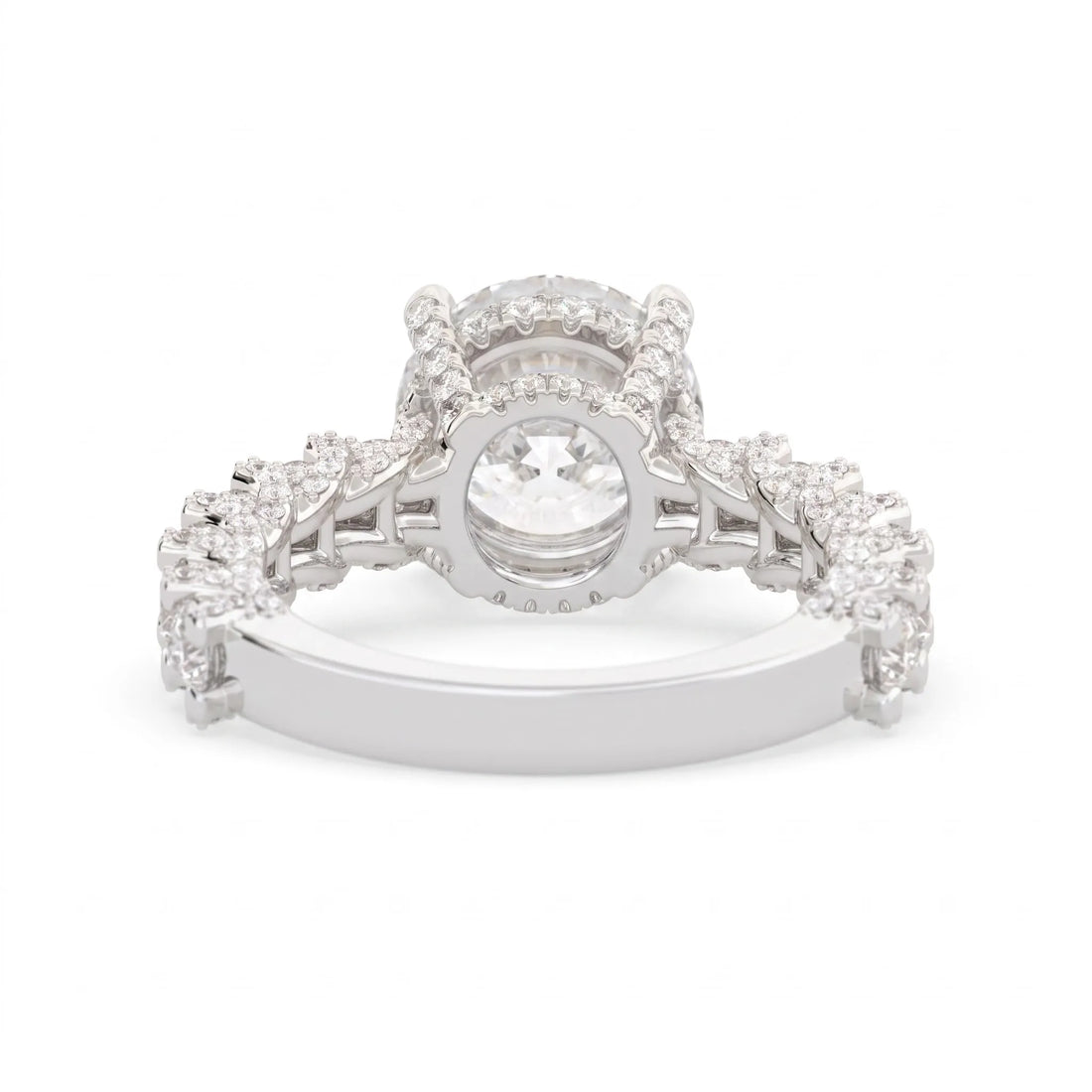 OctaPearl 3.5 ct Round Hidden Halo Lab Grown Diamond Pave Engagement Ring
