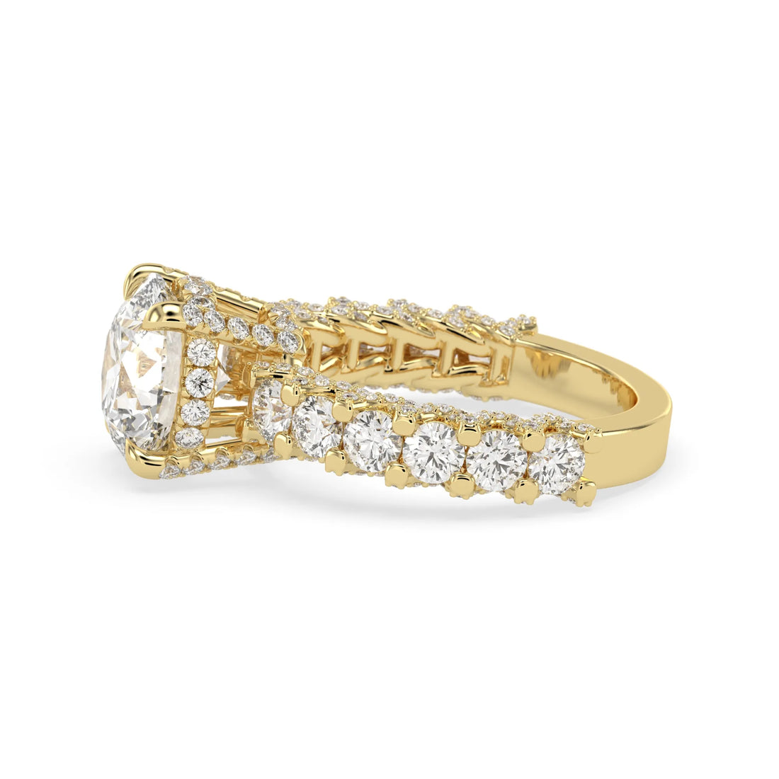 OctaPearl 3.5 ct Round Hidden Halo Lab Grown Diamond Pave Engagement Ring