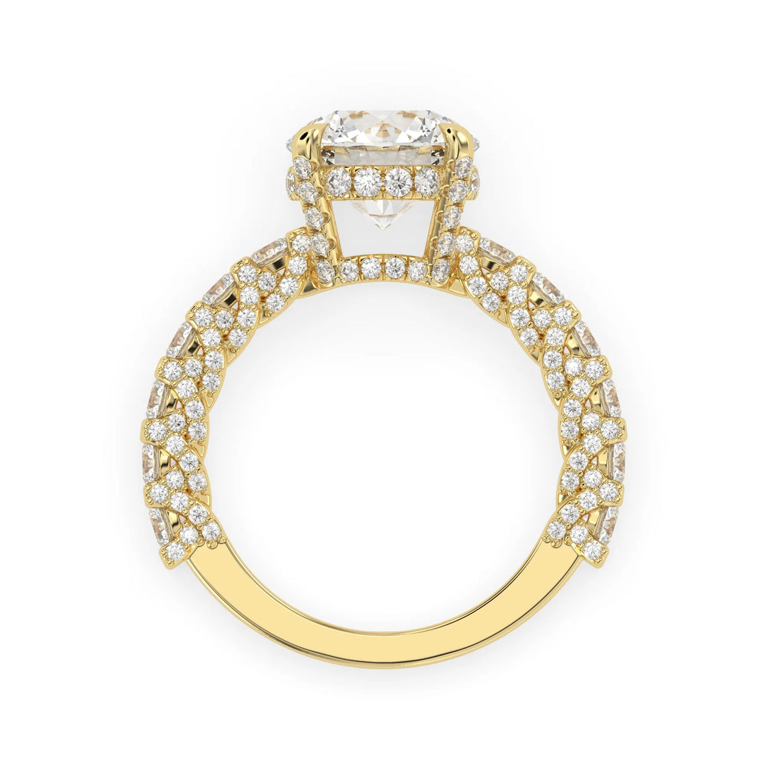 OctaPearl 3.5 ct Round Hidden Halo Lab Grown Diamond Pave Engagement Ring