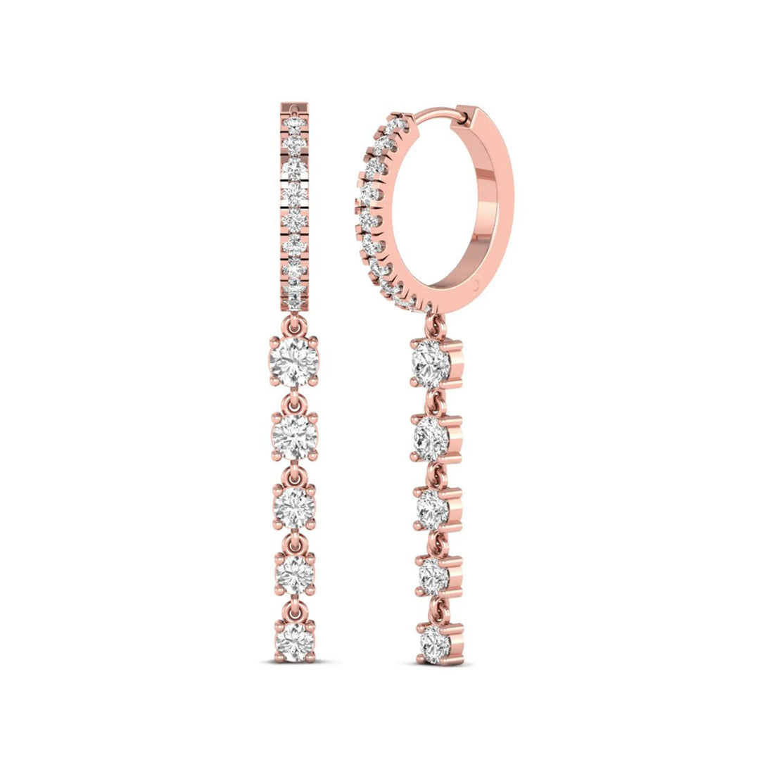 OctaPearl Round Prong Set Lab Grown Diamond Hoop Drop Earrings