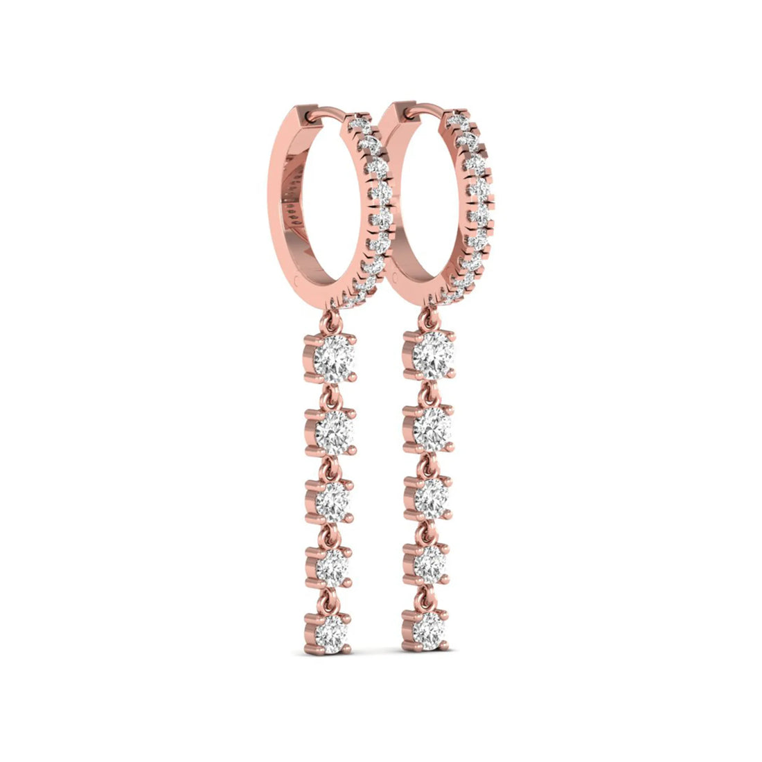 OctaPearl Round Prong Set Lab Grown Diamond Hoop Drop Earrings