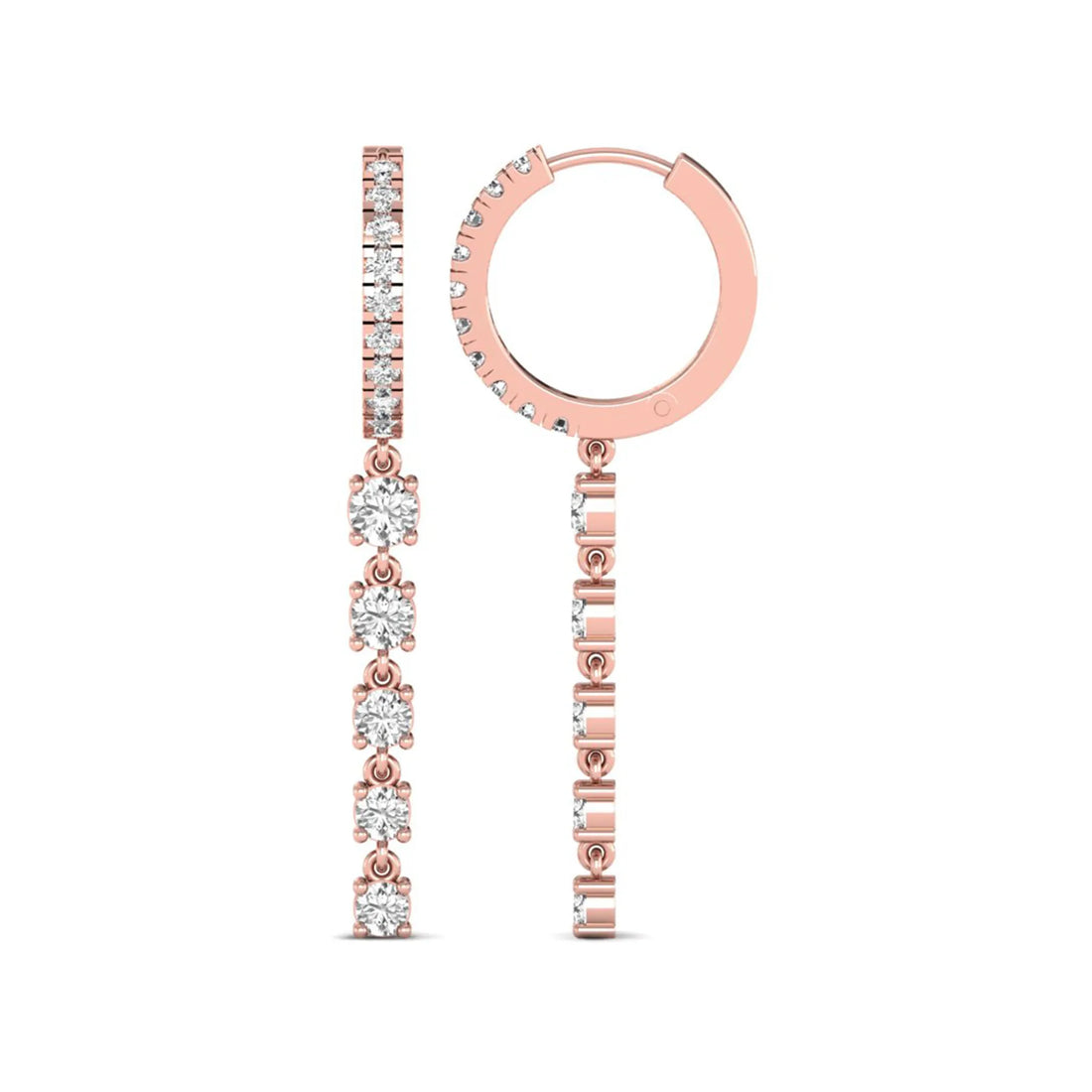 OctaPearl Round Prong Set Lab Grown Diamond Hoop Drop Earrings