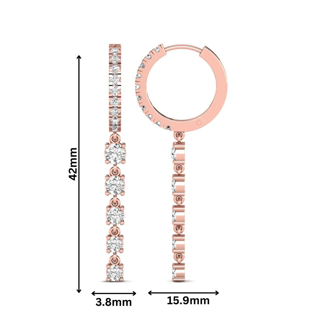 OctaPearl Round Prong Set Lab Grown Diamond Hoop Drop Earrings
