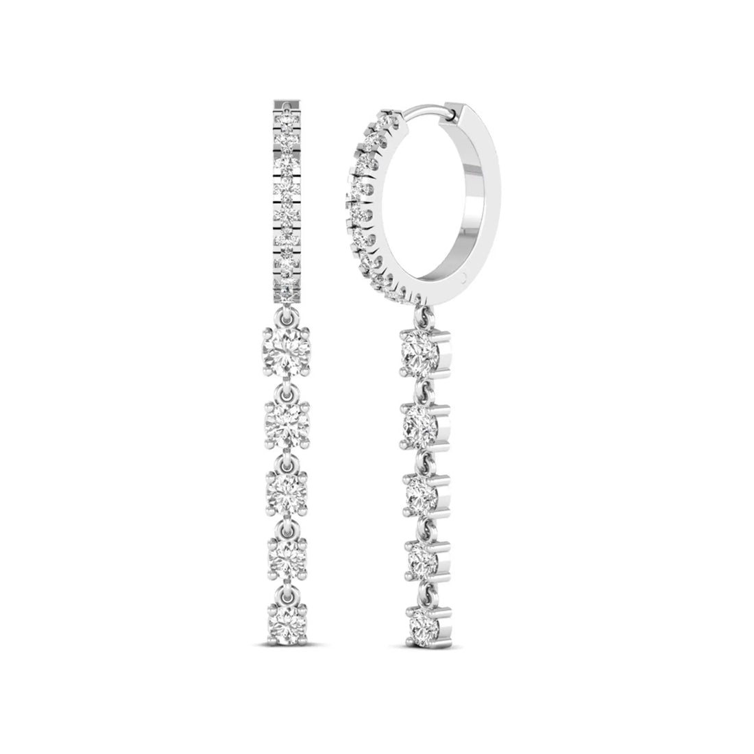 OctaPearl Round Prong Set Lab Grown Diamond Hoop Drop Earrings