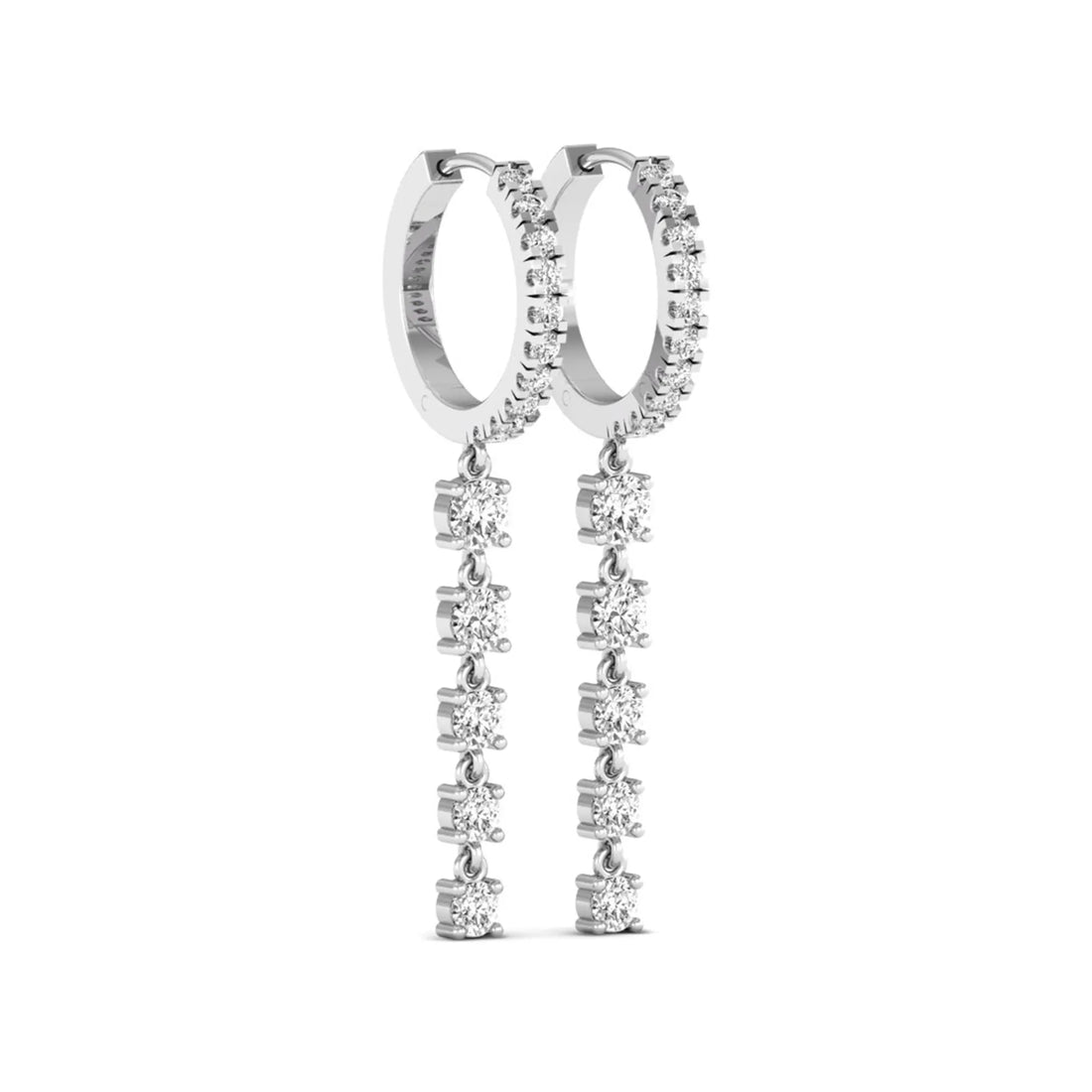OctaPearl Round Prong Set Lab Grown Diamond Hoop Drop Earrings