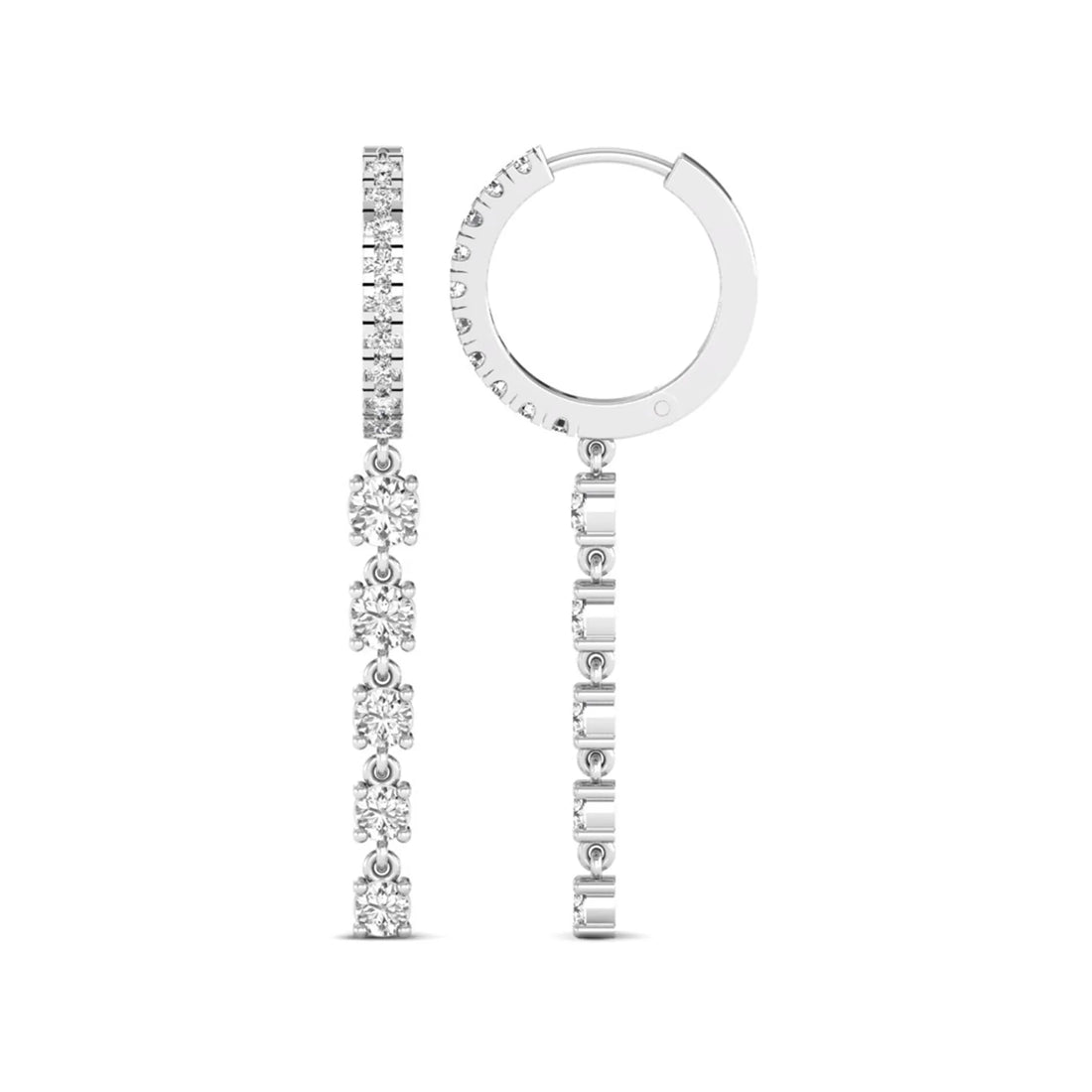 OctaPearl Round Prong Set Lab Grown Diamond Hoop Drop Earrings