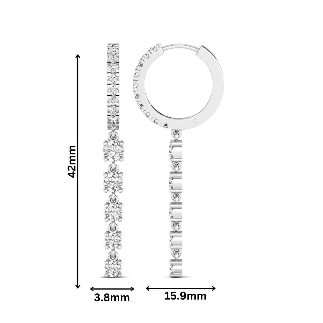 OctaPearl Round Prong Set Lab Grown Diamond Hoop Drop Earrings