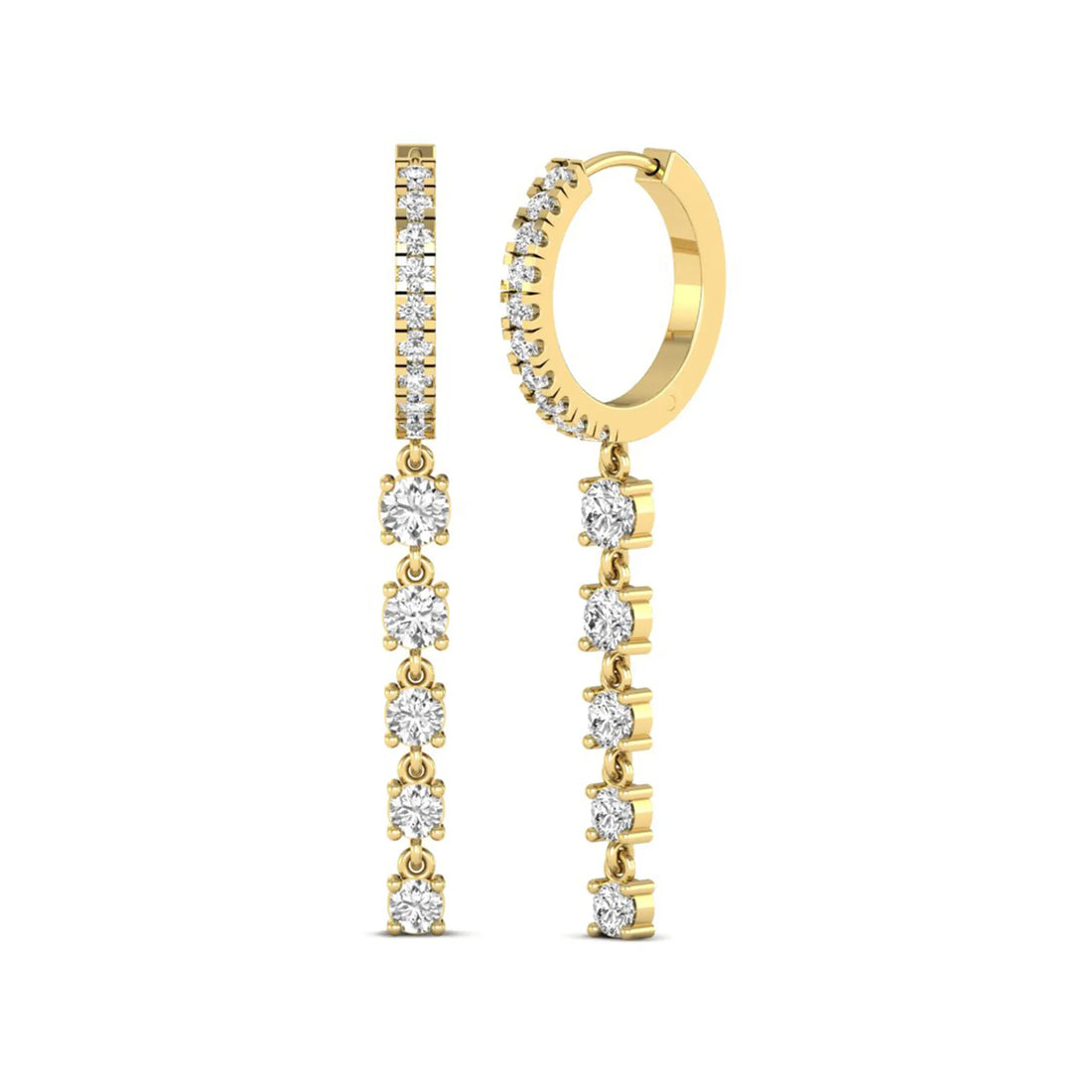 OctaPearl Round Prong Set Lab Grown Diamond Hoop Drop Earrings