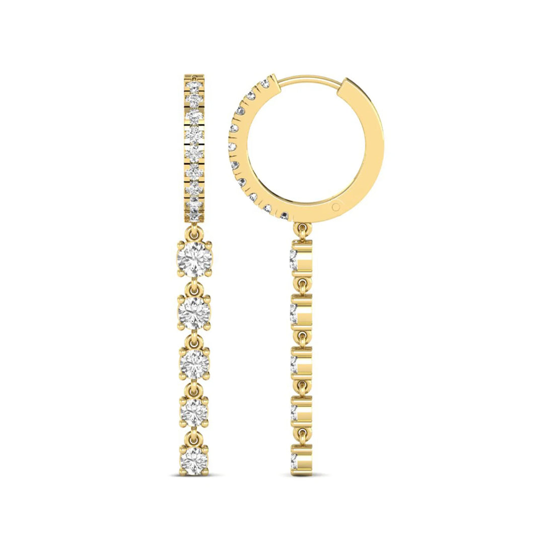 OctaPearl Round Prong Set Lab Grown Diamond Hoop Drop Earrings