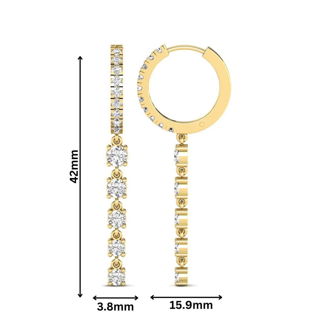 OctaPearl Round Prong Set Lab Grown Diamond Hoop Drop Earrings