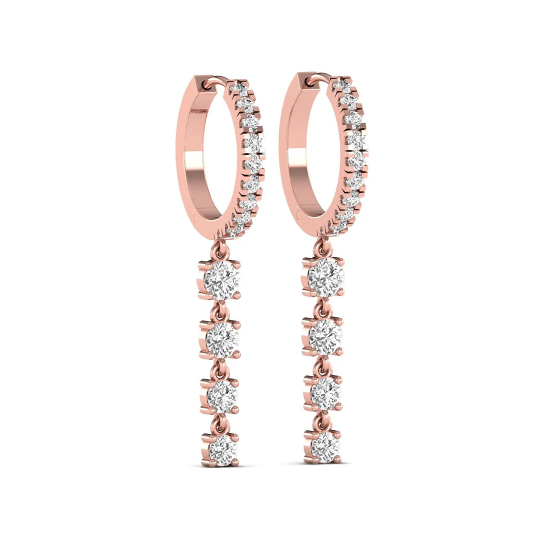 OctaPearl Round Prong Set Lab Grown Diamond Hoop Drop Earrings