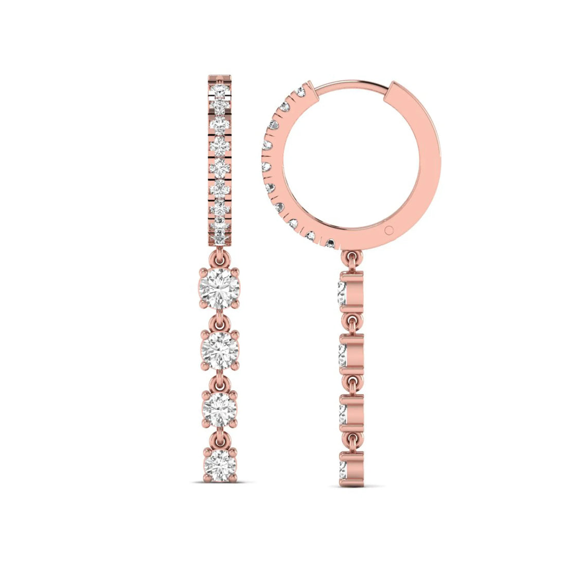 OctaPearl Round Prong Set Lab Grown Diamond Hoop Drop Earrings