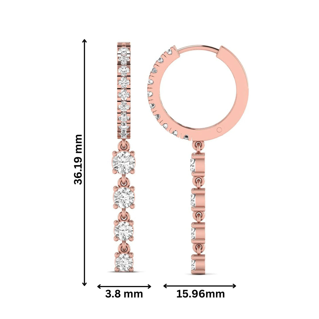 OctaPearl Round Prong Set Lab Grown Diamond Hoop Drop Earrings
