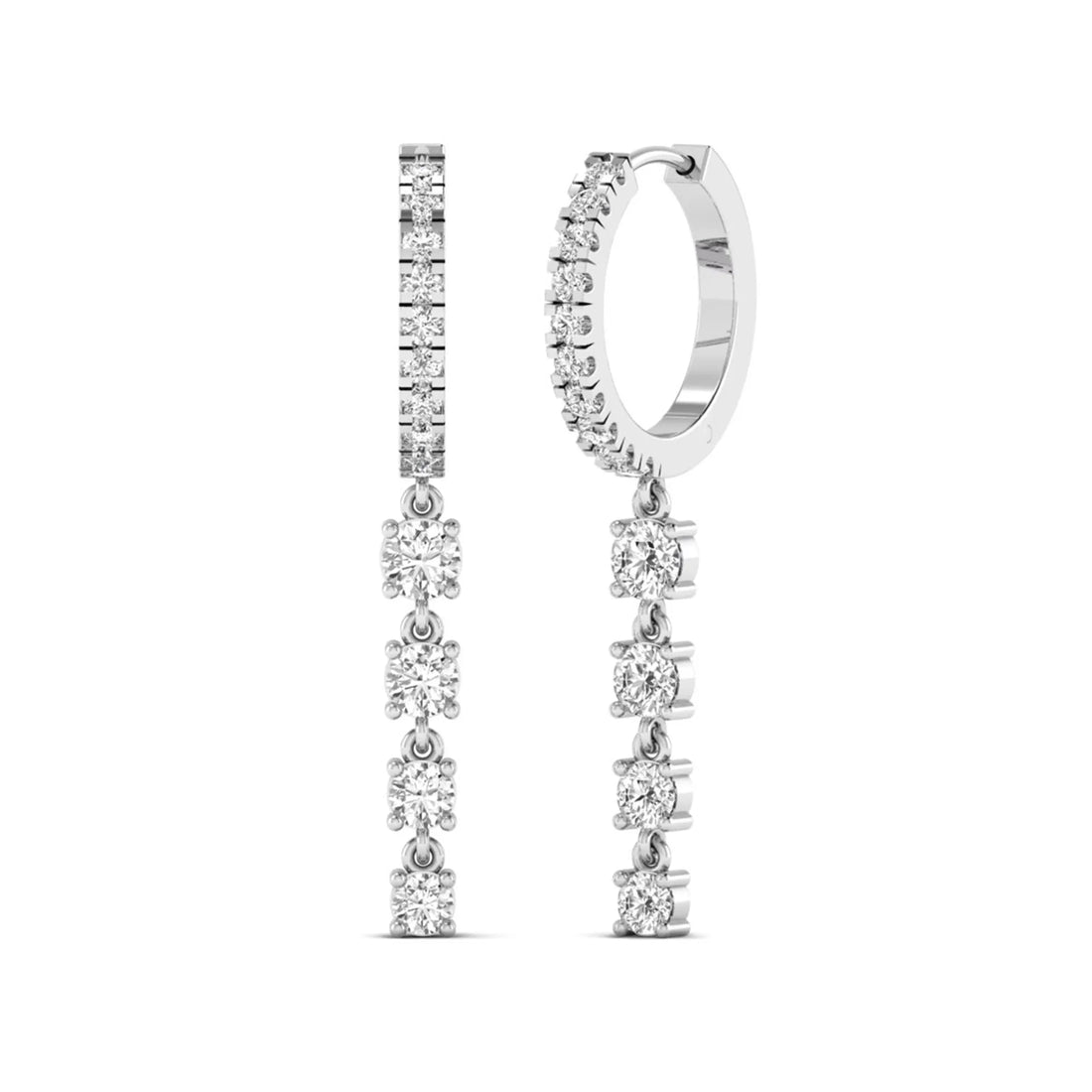 OctaPearl Round Prong Set Lab Grown Diamond Hoop Drop Earrings