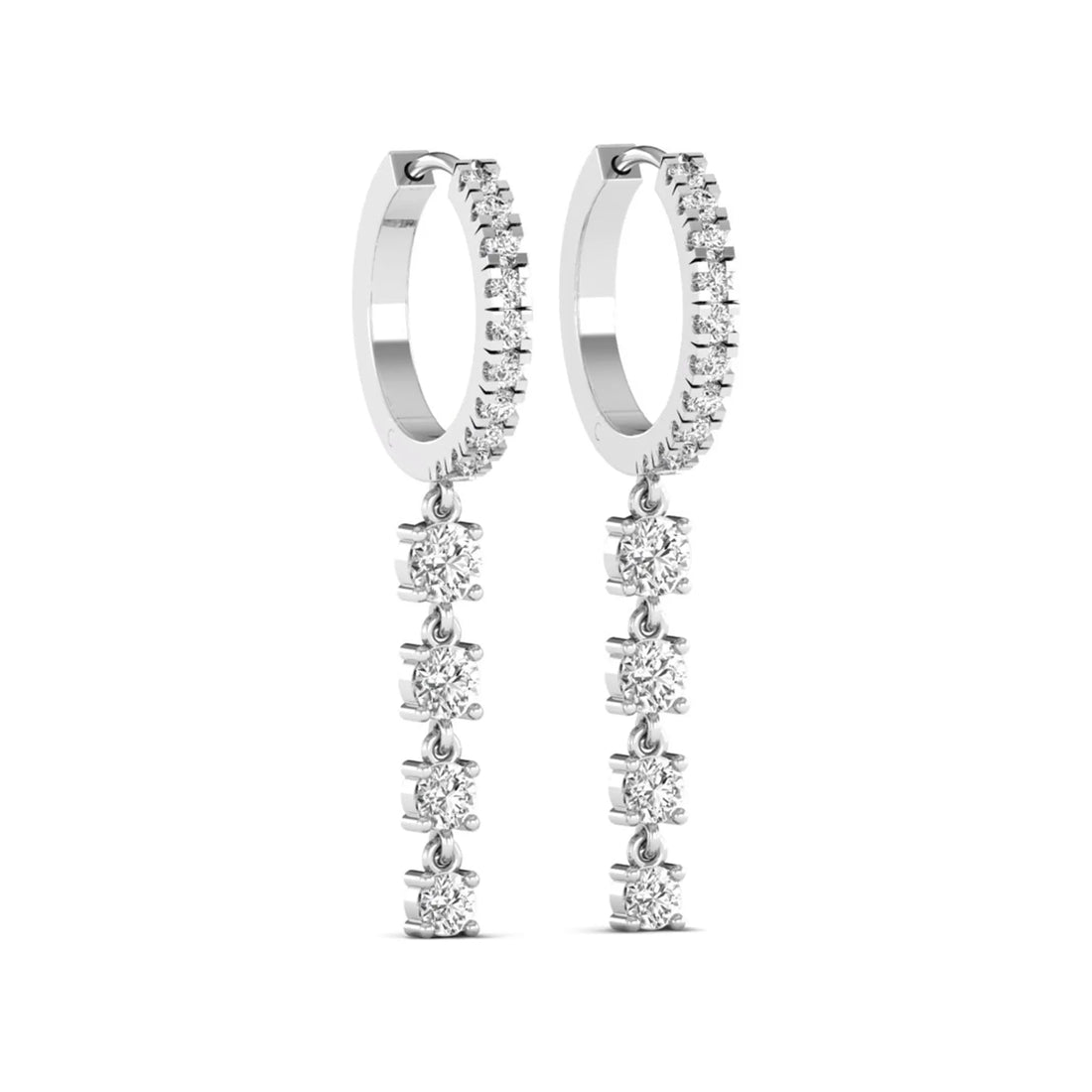 OctaPearl Round Prong Set Lab Grown Diamond Hoop Drop Earrings