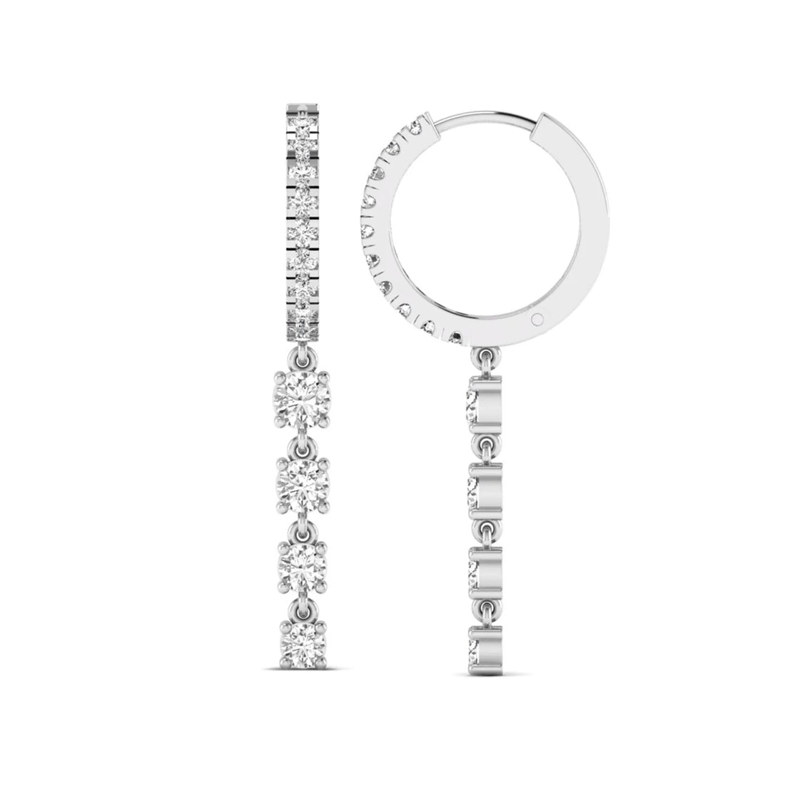 OctaPearl Round Prong Set Lab Grown Diamond Hoop Drop Earrings