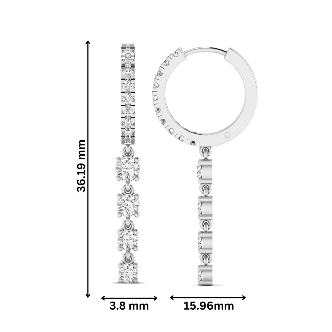 OctaPearl Round Prong Set Lab Grown Diamond Hoop Drop Earrings