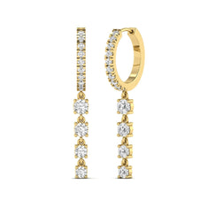 OctaPearl Round Prong Set Lab Grown Diamond Hoop Drop Earrings