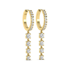 OctaPearl Round Prong Set Lab Grown Diamond Hoop Drop Earrings - alternate view