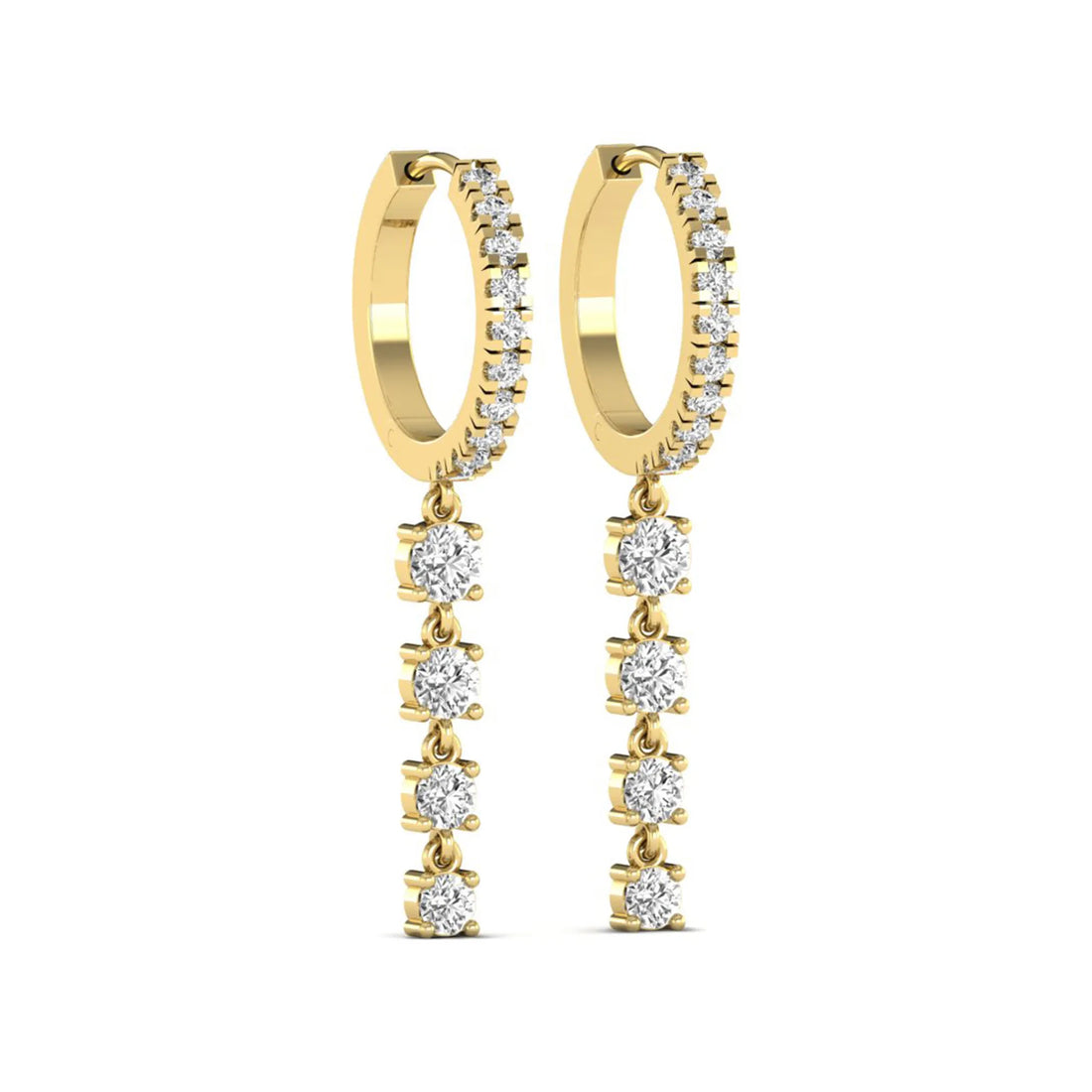 OctaPearl Round Prong Set Lab Grown Diamond Hoop Drop Earrings