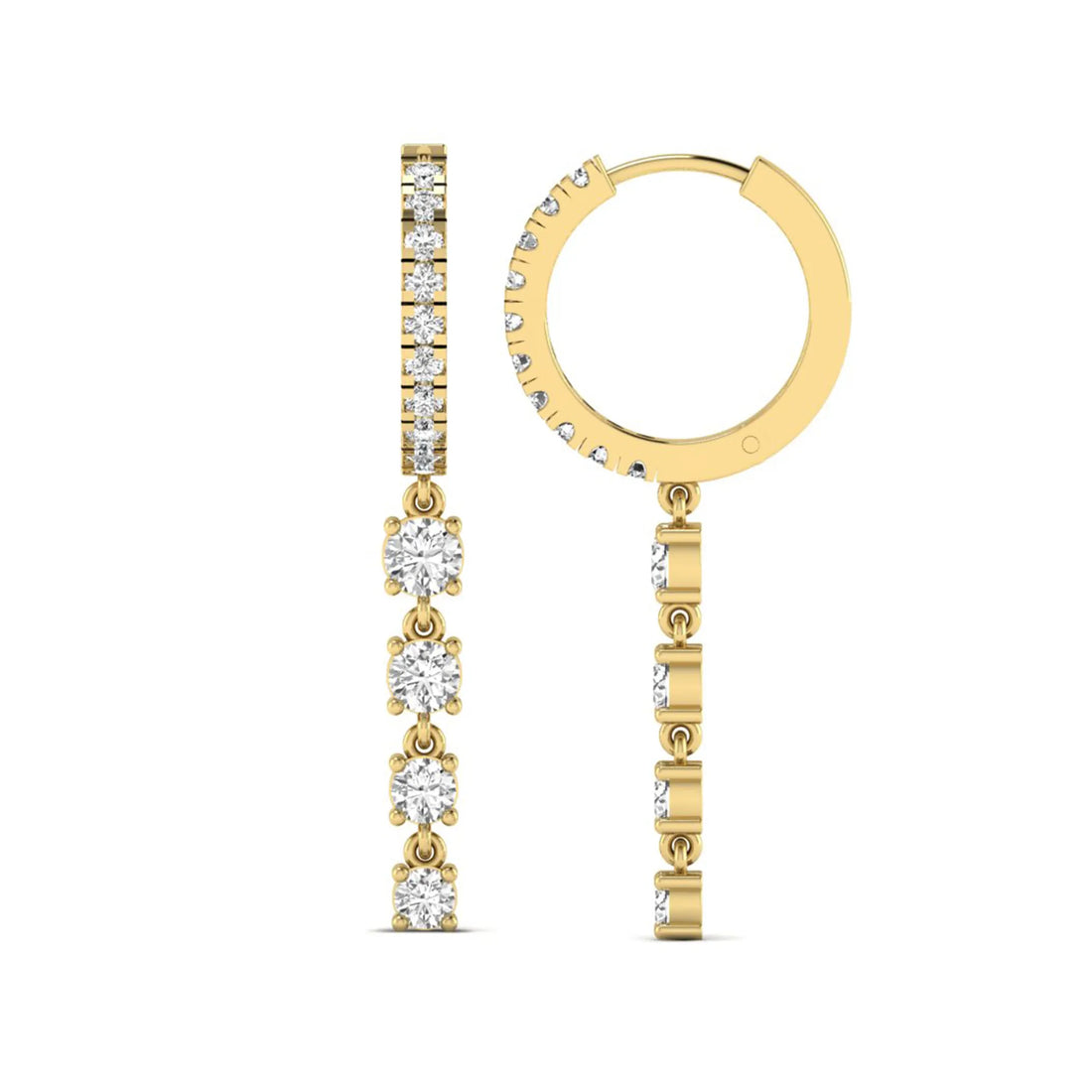 OctaPearl Round Prong Set Lab Grown Diamond Hoop Drop Earrings