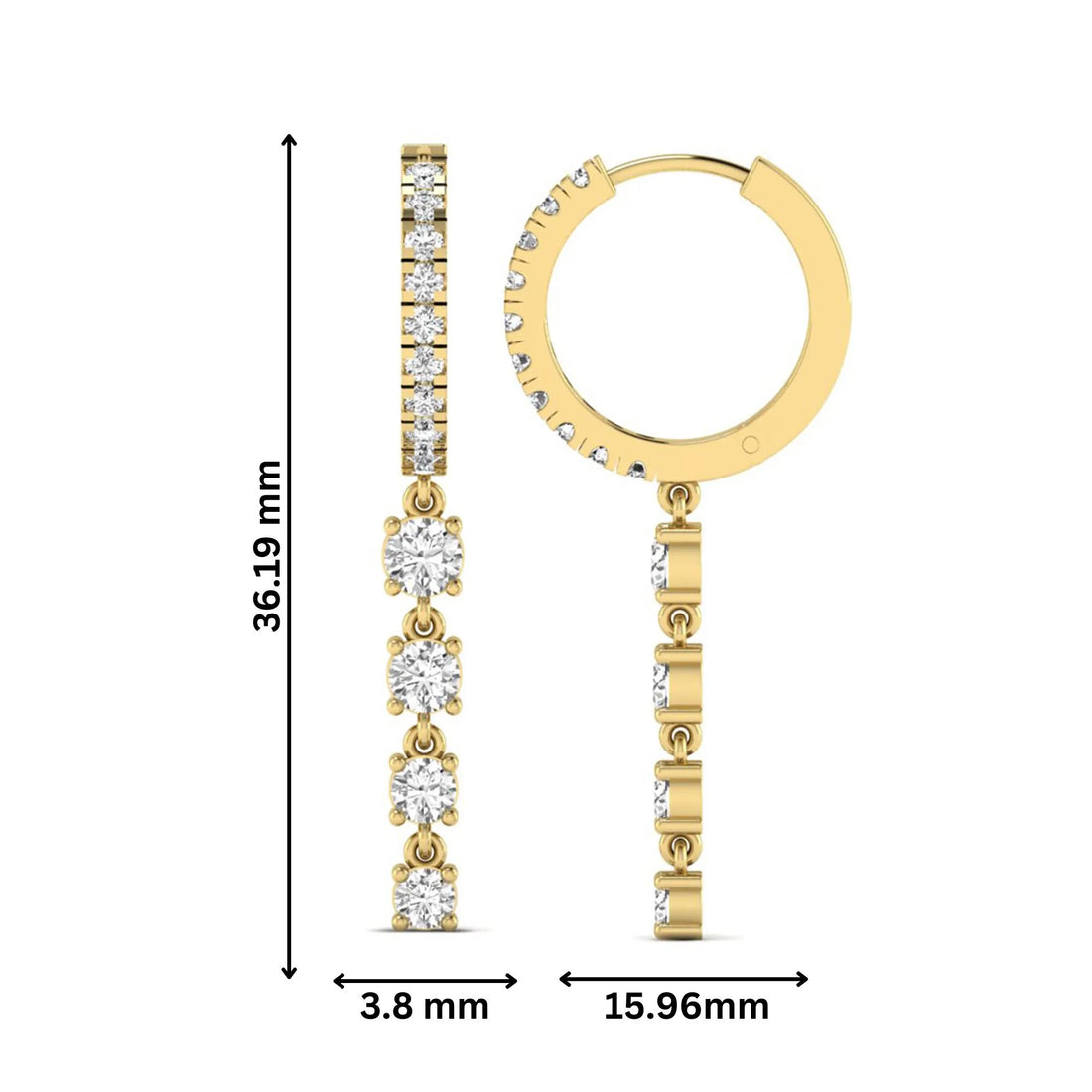 OctaPearl Round Prong Set Lab Grown Diamond Hoop Drop Earrings