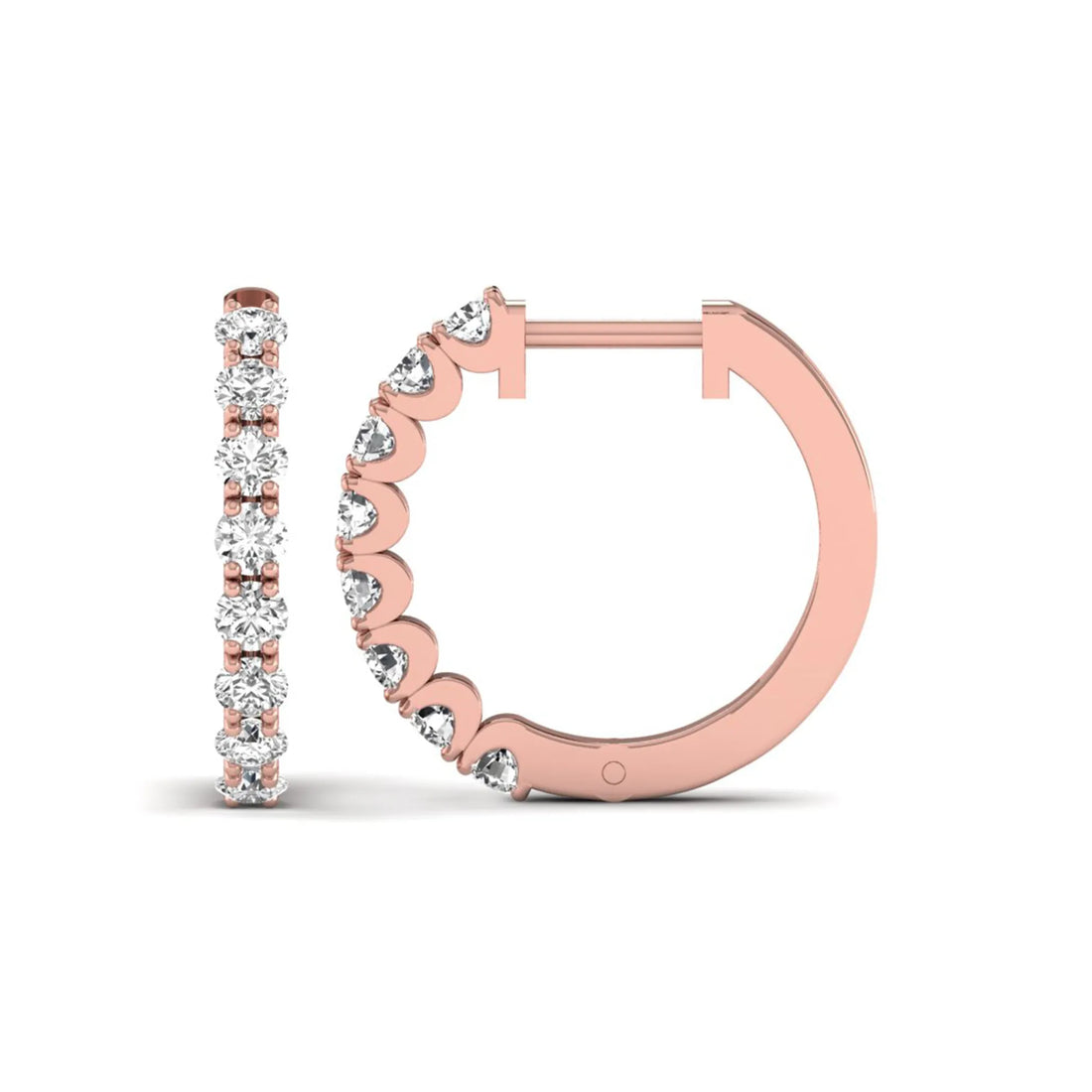 OctaPearl Round Prong Set Lab Grown Diamond Hoop Earrings