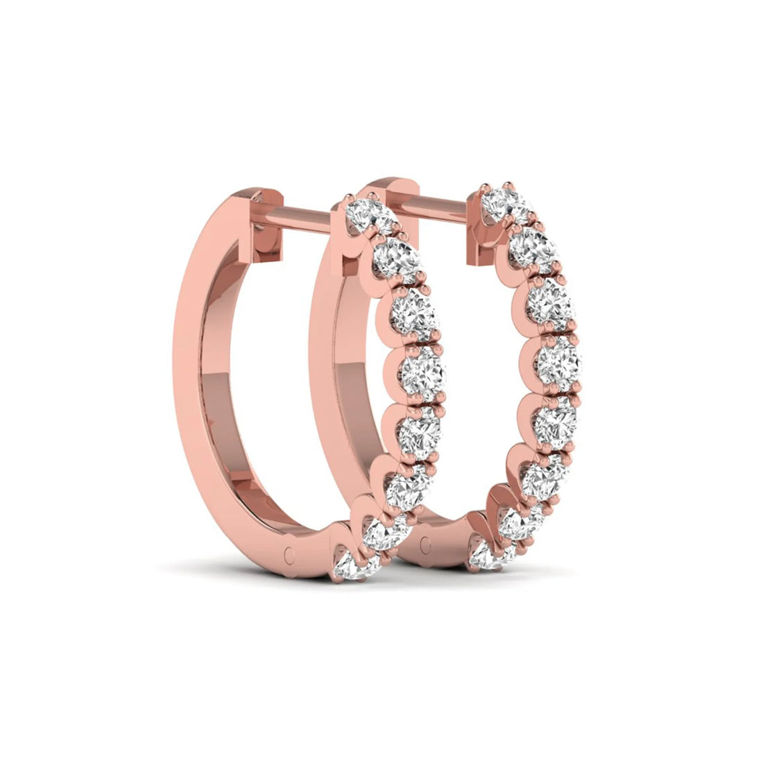 OctaPearl Round Prong Set Lab Grown Diamond Hoop Earrings