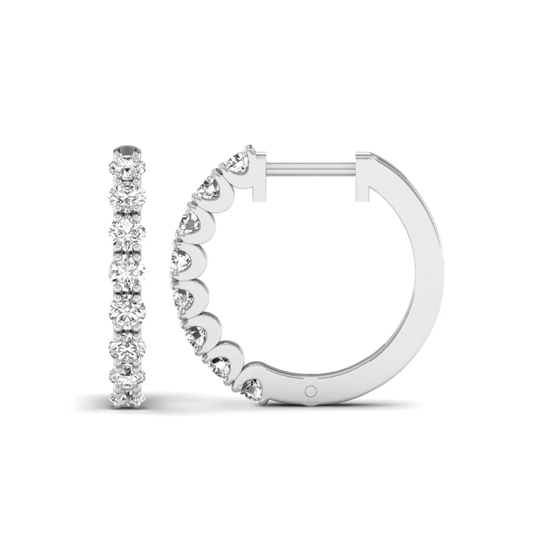 OctaPearl Round Prong Set Lab Grown Diamond Hoop Earrings