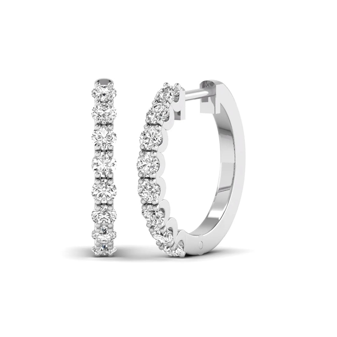 OctaPearl Round Prong Set Lab Grown Diamond Hoop Earrings