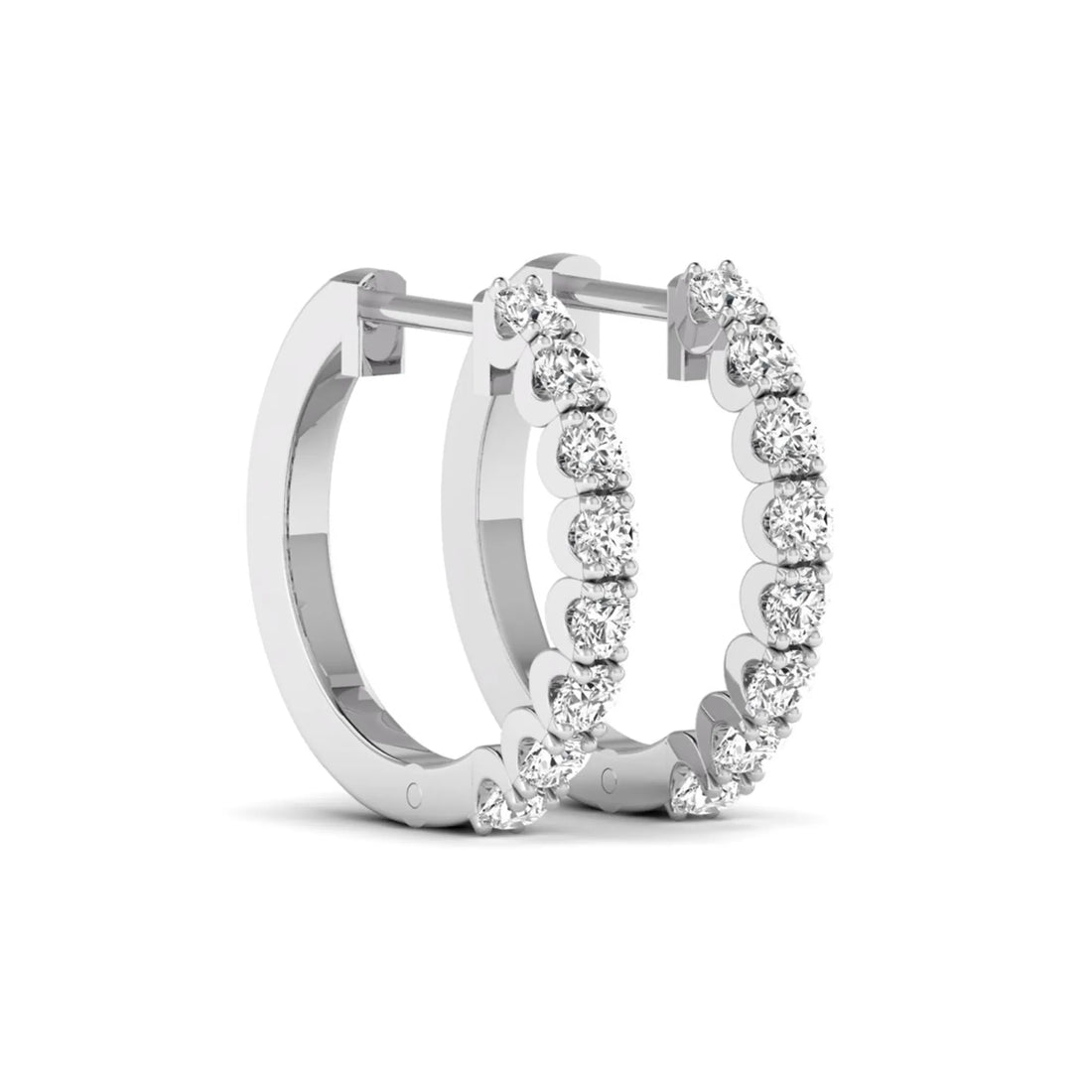 OctaPearl Round Prong Set Lab Grown Diamond Hoop Earrings