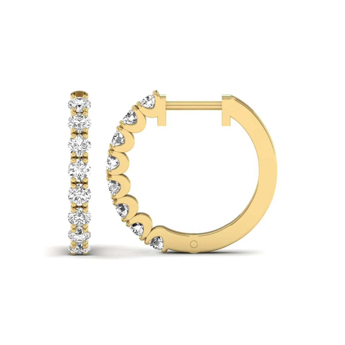 OctaPearl Round Prong Set Lab Grown Diamond Hoop Earrings