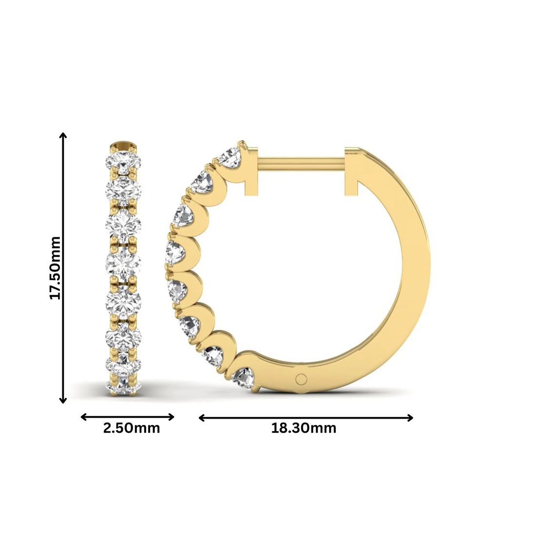OctaPearl Round Prong Set Lab Grown Diamond Hoop Earrings