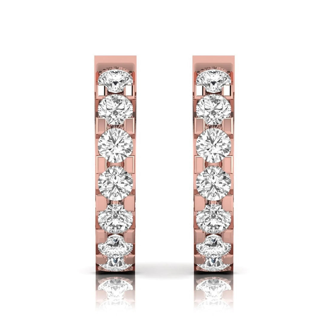 OctaPearl Round Prong Set Lab Grown Diamond Hoop Earrings