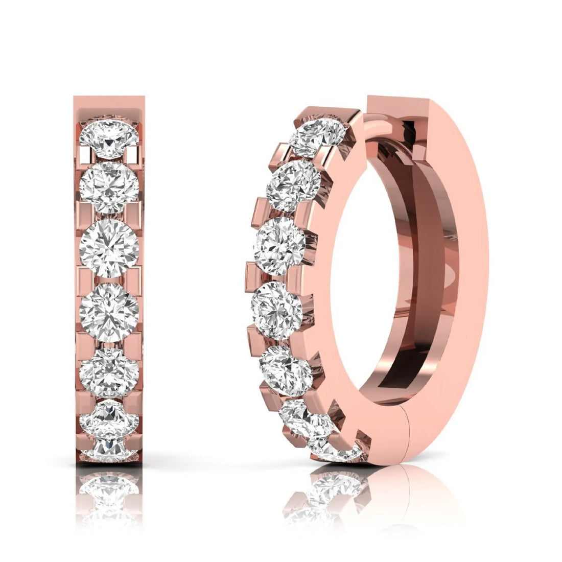OctaPearl Round Prong Set Lab Grown Diamond Hoop Earrings