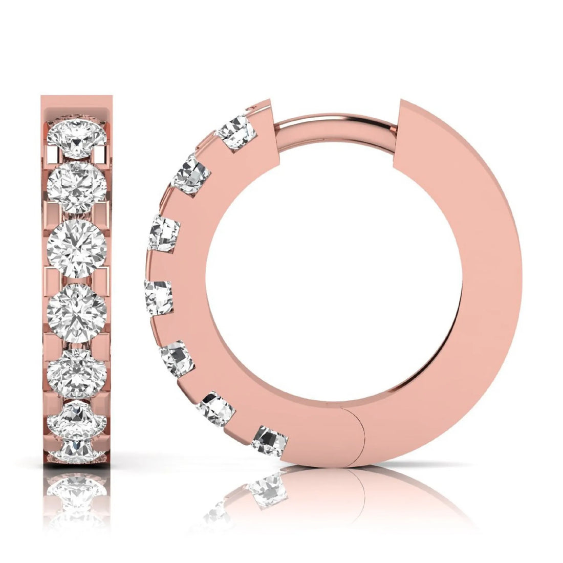 OctaPearl Round Prong Set Lab Grown Diamond Hoop Earrings