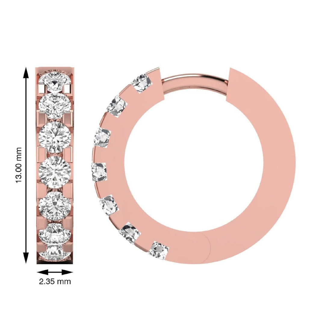 OctaPearl Round Prong Set Lab Grown Diamond Hoop Earrings