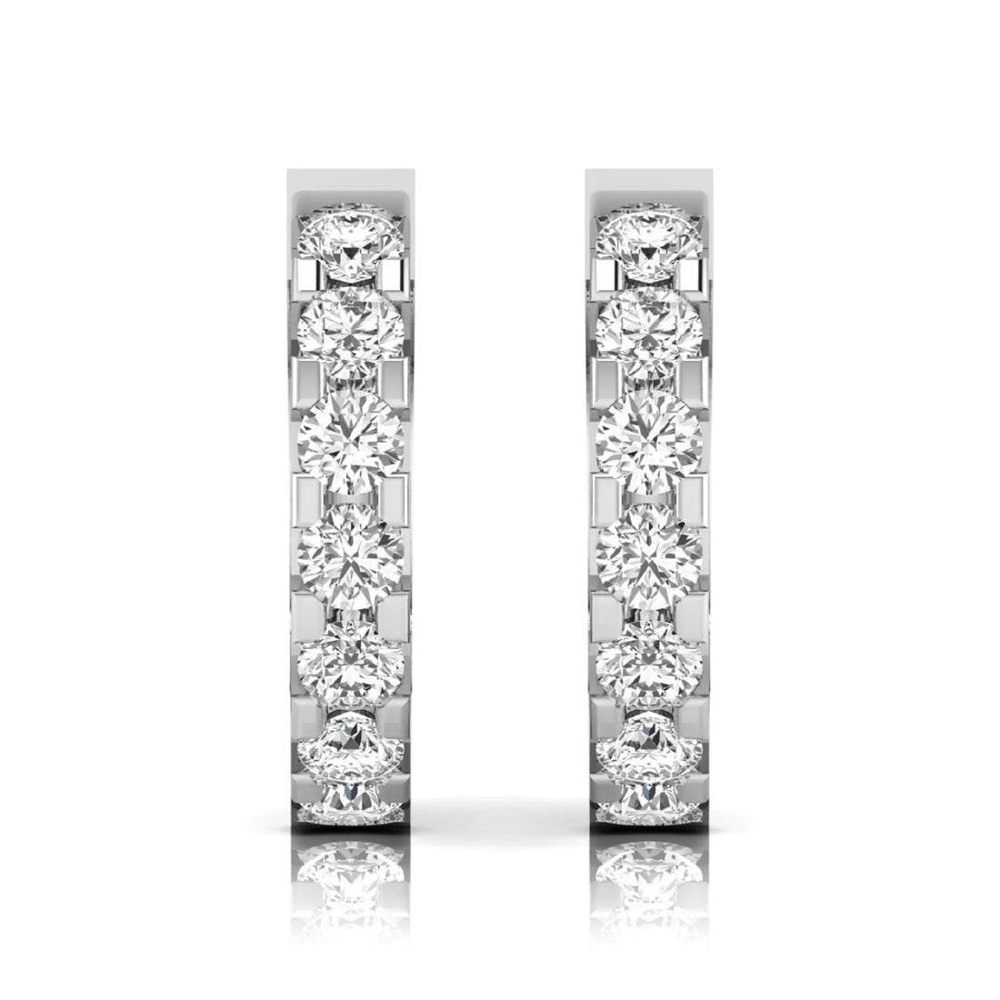 OctaPearl Round Prong Set Lab Grown Diamond Hoop Earrings